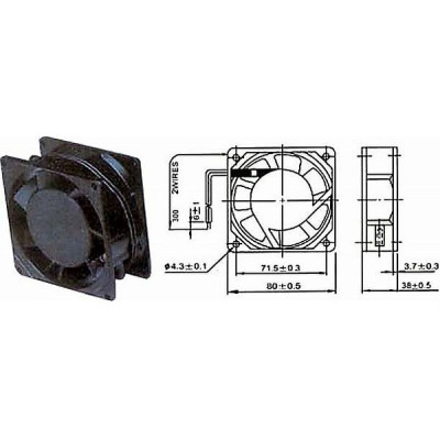 Ventilátor 80x80x38mm 230V 0,07A 2350ot/min