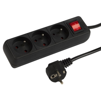 Predlžovací kábel 5m/3z+V čierny PK53VBK