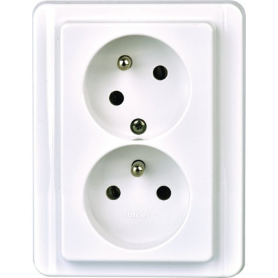 Zásuvka dvoj. TESLA biela, hnedá