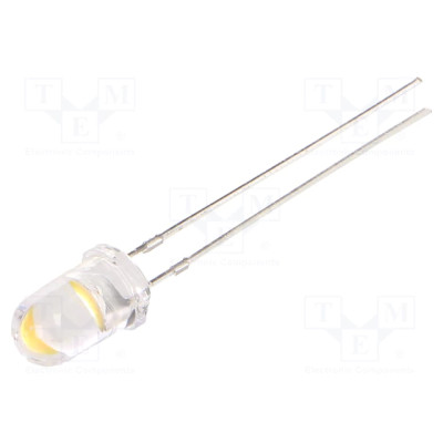 LED, 5mm, biela teplá , 55000-65000mcd 15°