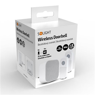 Zvonček bezdrôtový 230V 180m SOLIGHT 1L74DT 2xTLAč 1xRING