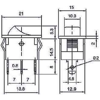 Vypinač kolískový MIRS-101 OFF-ON 250V/3A