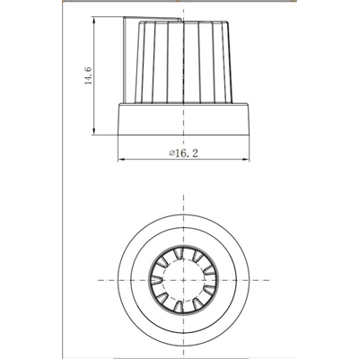 Gombík prístrojový 15x17mm hriadeľ 6mm