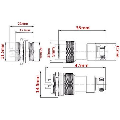 GX12 konektor 7p  panelový