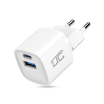 Adapter 2xUSB 230V/5V-20V 3A USBC+USBA LXQC41 30W
