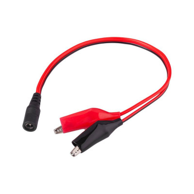 Kabel 1xDC zásuv. 2,1/5,5 - 2xkrokosvorka 25cm